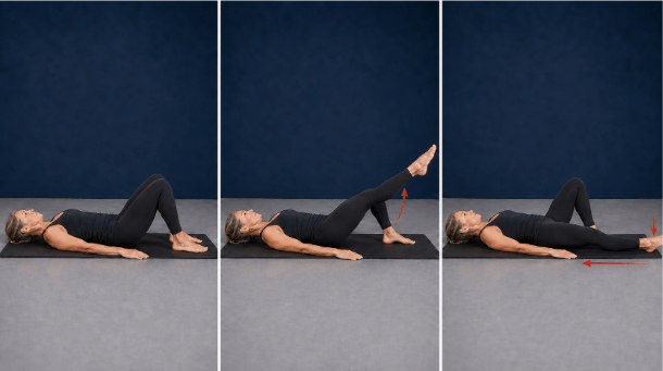 Supine Leg Extension Exercise To Strengthen And Firm The Midsection